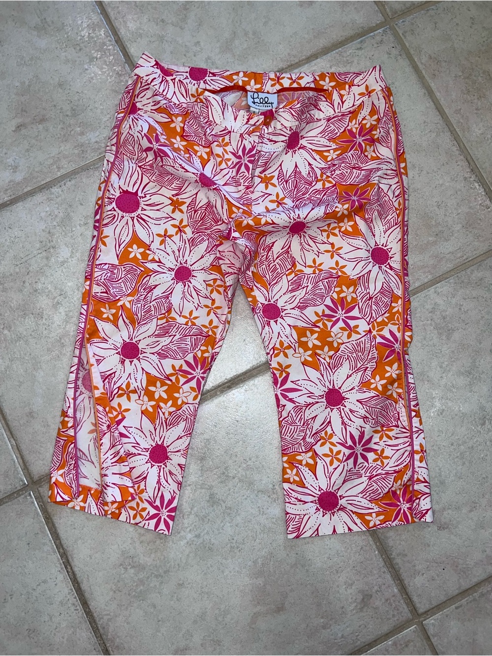 Lilly Pulitzer Pink & Orange Floral Capri Shorts